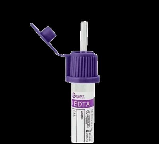 Пробірка для забору капілярної крові "ВОЛЕС", 0,5/0,8 мл з К3 ЕДТА, з інтегрованим капіляром та пластиково кришкою-клапаном